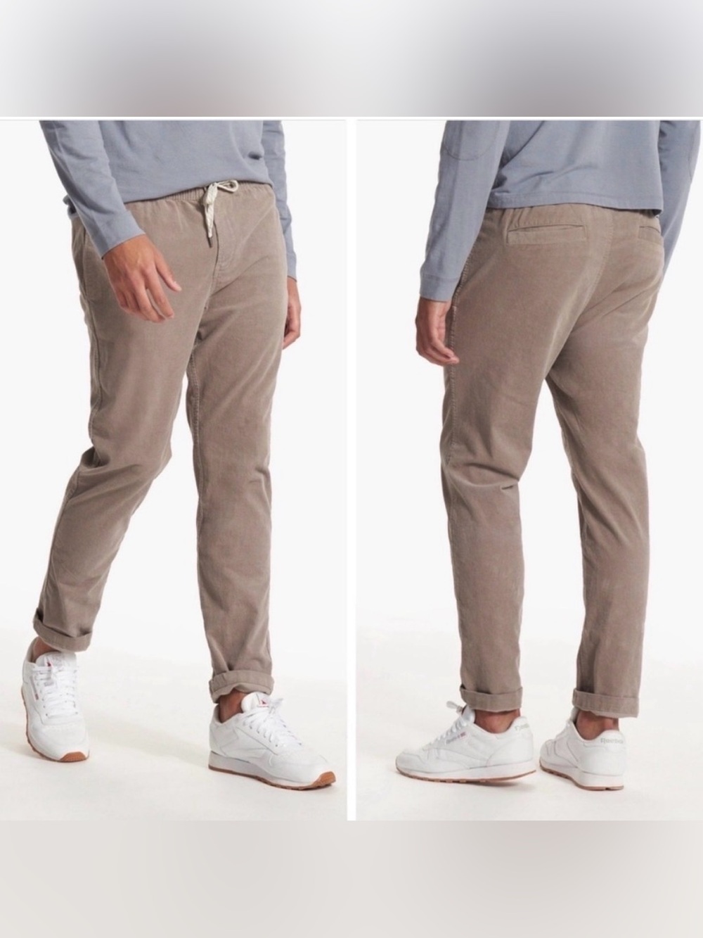 VUORI men’s V440 ribbed hybrid cord pant size small tan casual comfy athleisure